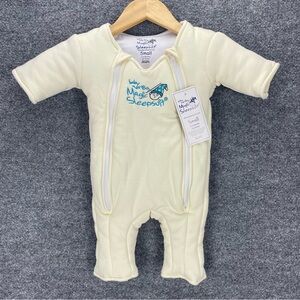 Baby Merlin’s Magic Sleepsuit 3-6 Months (12-18lbs) Small Beige White Cotton NWT